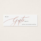 Rose Gold Calligraphy Modern Wedding Gift Registry (Vorderseite)