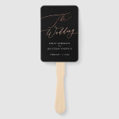 Rose Gold Calligraphy Moderne Kalligraphie Hochzei Fächer (Vorderseite)