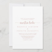 Rose Gold Calligraphy Nuestra Boda Wedding Einladung (Vorderseite)