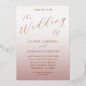 Rose Gold Calligraphy & Ombre Wedding Folieneinladung (Vorderseite)