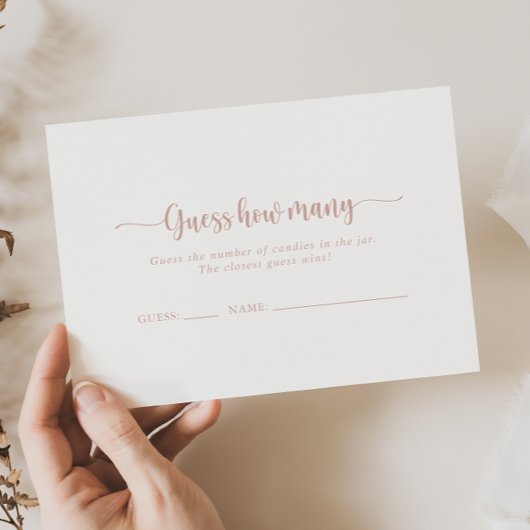 Rose Gold Calligraphy Raten Sie, wie viele Game Ca Visitenkarte