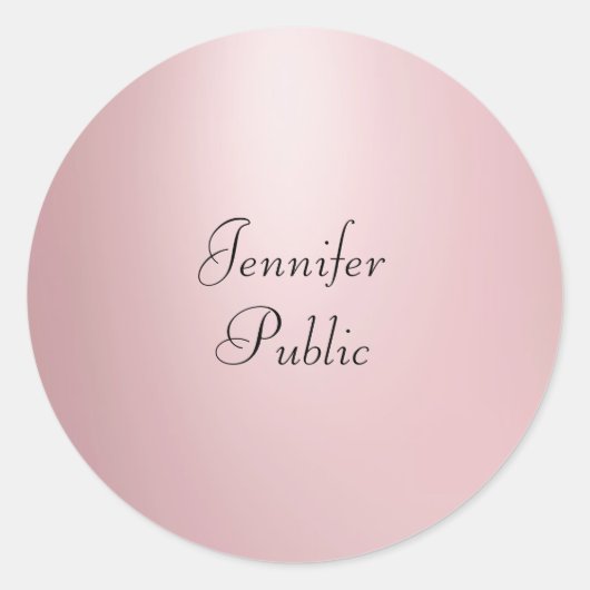 Rose Gold Calligraphy Script Elegant Template Runder Aufkleber (Vorderseite)