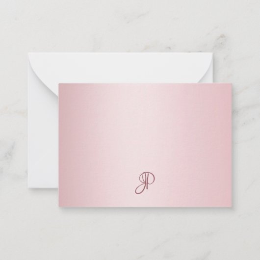 Rose Gold Calligraphy Script Monogram Template Mitteilungskarte (Rückseite)