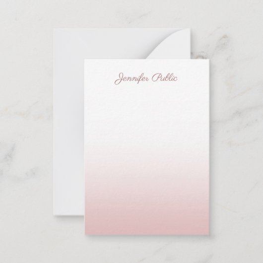 Rose Gold Calligraphy Script Name Stilvolle Vorlag Mitteilungskarte (Vorderseite)