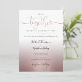 Rose Gold Calligraphy Script Quote Elegante Hochze Einladung (Stehend Vorderseite)