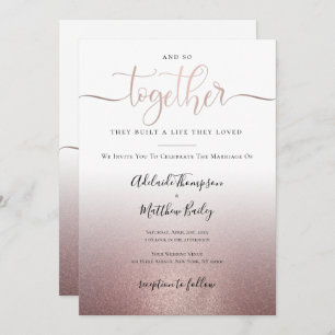 Rose Gold Calligraphy Script Quote Elegante Hochze Einladung