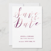 Rose Gold Calligraphy Script Save the Date modern Einladung (Vorderseite)