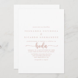 Rose Gold Calligraphy Spanish Wedding Einladung