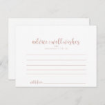 Rose Gold Calligraphy Wedding Advice Card Postkarte<br><div class="desc">Diese Rose Goldkalligrafie Hochzeitsratenkarte ist ideal für eine moderne Hochzeit. Das schlichte und elegante Design besticht durch klassische und extravagante Schrift-Typografie in Rose Gold und Weiß. Diese Karten sind ideal für Hochzeiten, Brautparty, Babydusche, Graduiertenparty u.v.m. Personalisieren Sie die Karten mit den Namen der Braut und Bräutigam, den Eltern, die Sie...</div>