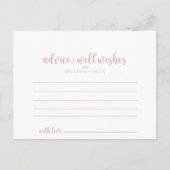 Rose Gold Calligraphy Wedding Advice Card Postkarte (Vorderseite)