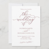 Rose Gold Calligraphy Wedding Einladung (Vorderseite)