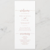 Rose Gold Calligraphy Wedding Program Programm (Vorderseite)