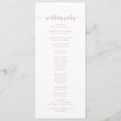 Rose Gold Calligraphy Wedding Program Programm (Rückseite)