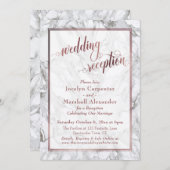 Rose Gold Calligraphy Wedding Reception Marmor Einladung (Vorne/Hinten)