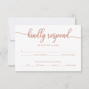 Rose Gold Calligraphy Wedding RSVP Card Karte