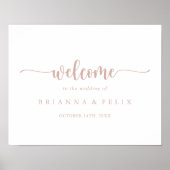 Rose Gold Calligraphy Wedding Willkommenszeichen Poster (Vorne)