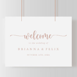 Rose Gold Calligraphy Wedding Willkommenszeichen Poster