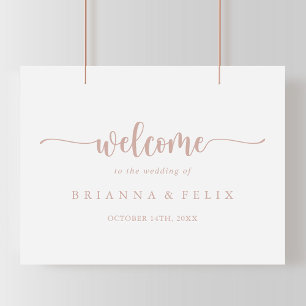 Rose Gold Calligraphy Wedding Willkommenszeichen Poster