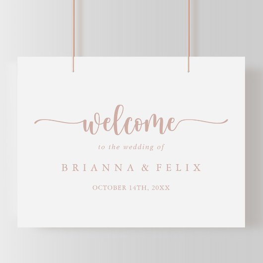 Rose Gold Calligraphy Wedding Willkommenszeichen Poster