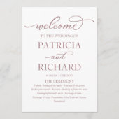 Rose Gold Calligraphy Wedemony Program Programm (Vorderseite)