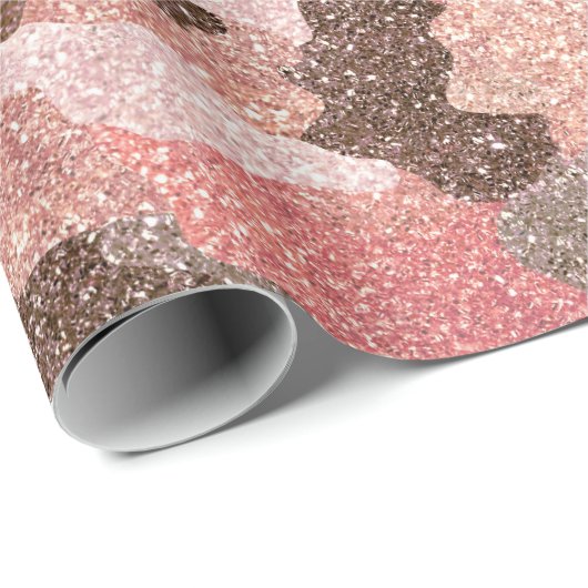 Rose Gold Camouflage Imitate Glitzer Camouflage Gl Geschenkpapier (Rolleneckpunkt)