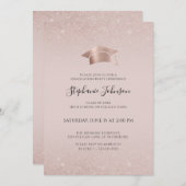 Rose Gold Cap und Tassel Blush Pink Grad Party Einladung (Vorne/Hinten)