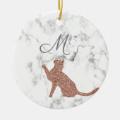 Rose Gold Cat Silhouette - Ihr Monogramm  Keramik Ornament (Vorne)