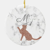 Rose Gold Cat Silhouette - Ihr Monogramm  Keramik Ornament (Hinten)