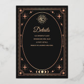 Rose Gold Celestial Black Tarot Card Brautparty Folieneinladung (Rückseite)