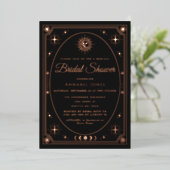 Rose Gold Celestial Black Tarot Card Brautparty Folieneinladung (Stehend vorne)
