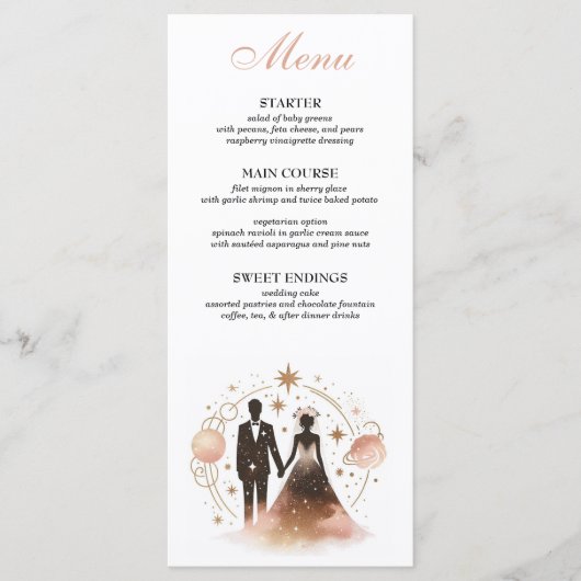 Rose Gold Celestial Menü Menükarte (Vorderseite)