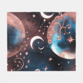 Rose Gold Celestial Moon Blanket – Luxury Seamless Fleecedecke (Vorderseite (Horizontal))