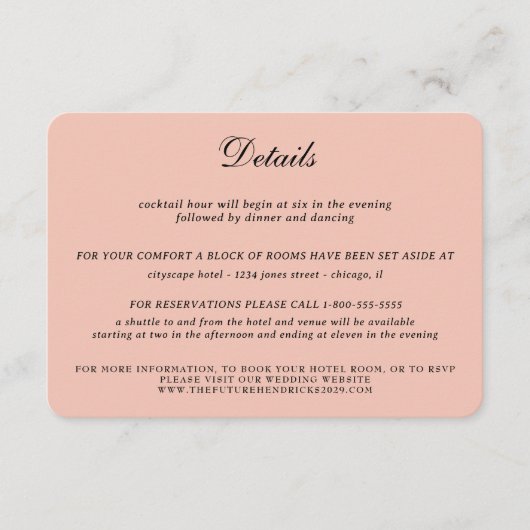 Rose Gold Celestial Wedding Begleitkarte (Vorderseite)