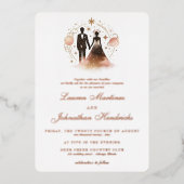 Rose Gold Celestial Wedding Folieneinladung (Vorderseite)