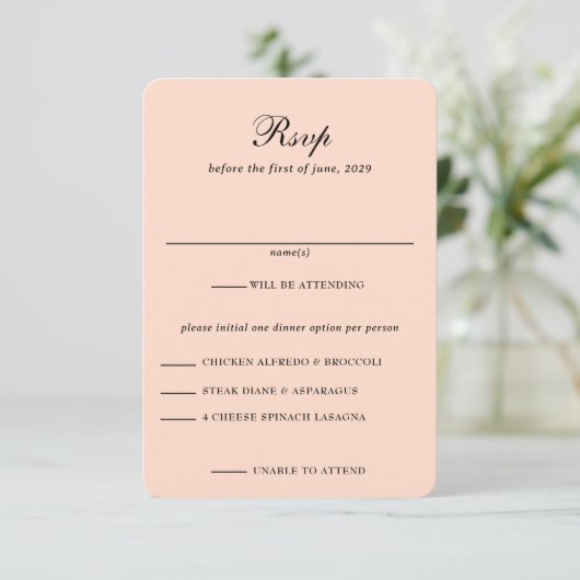 Rose Gold Celestial Wedding RSVP Karte (Stehend Vorderseite)