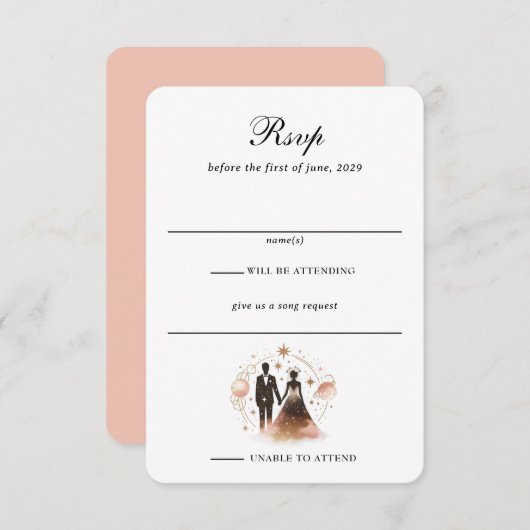 Rose Gold Celestial Wedding RSVP Karte (Vorne/Hinten)