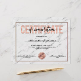 Rose Gold Certificate of Completion Course Award