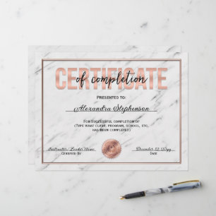 Rose Gold Certificate of Completion Course Award