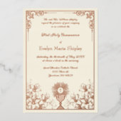 Rose Gold Chalice First Communion Elegance Folieneinladung (Vorderseite)