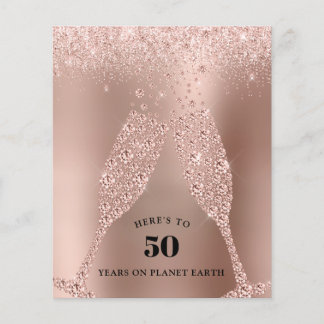 Rose Gold Champagne 40. Geburtstag Einladung