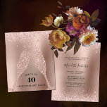 Rose Gold Champagne 40. Geburtstag Einladung<br><div class="desc">Budget Rose Gold Glitzer Metallic Champagner Toast 40. Geburtstag Party Einladung... Auf einer Rose mit goldfarbenem Hintergrund mit blindrosa Glitzer-Rändern toasten Diamantgläser den 40. Geburtstag eines Freundes oder Familienmitglieds mit den Worten: "Hier sind bis zu 40 Jahre auf der Erde." Auf der Rückseite der Einladung - auch mit weiblicher Rose...</div>