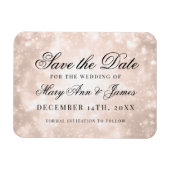 Rose Gold Champagne Bokeh Elegant Save the Date Magnet (Horizontal)