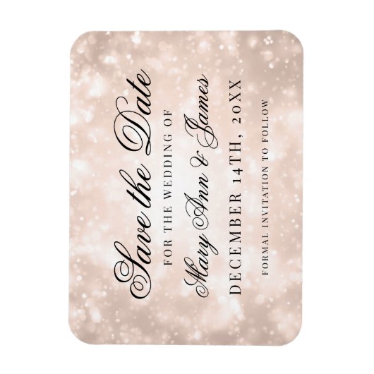 Rose Gold Champagne Bokeh Elegant Save the Date Magnet (Vertikal)