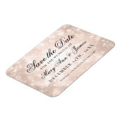Rose Gold Champagne Bokeh Elegant Save the Date Magnet (Linke Seite)