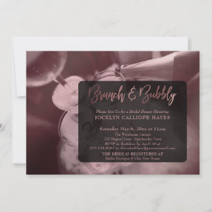 Rose Gold Champagne Brunch & Bubbly Handschrift Einladung