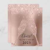 Rose Gold Champagne Grad Party Einladung (Vorne/Hinten)