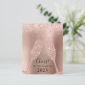 Rose Gold Champagne Grad Party Einladung (Stehend Vorderseite)