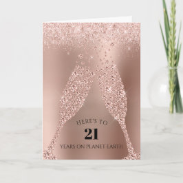 Rose Gold Champagne Toast 21. Geburtstag Karte
