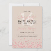 Rose Gold Champagner Glitzer Überraschung Sweet 16 Einladung (Vorderseite)