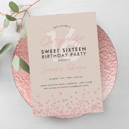 Rose Gold Champagner Glitzer Überraschung Sweet 16 Einladung